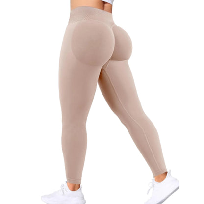 Seamless Women Solid Waist Yoga Pants Three-section Waist Sexy