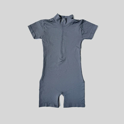 Summer Short Sleeve Zipper Jumpsuit Sports Wear Gym Fitness Sports