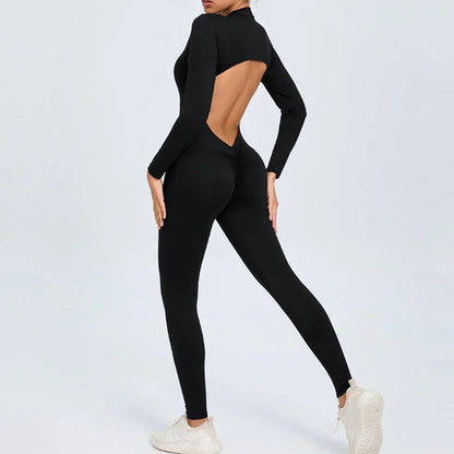 Seamless Yoga Zipper Jumpsuits Sports Fitness Beauty Back Hip-Lifting