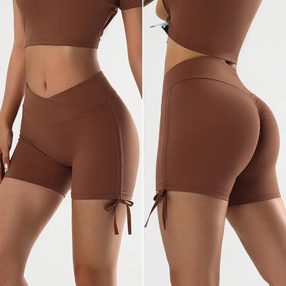 High Waist Yoga Sports Shorts V-shaped Tight Fitting Hip Adjustable