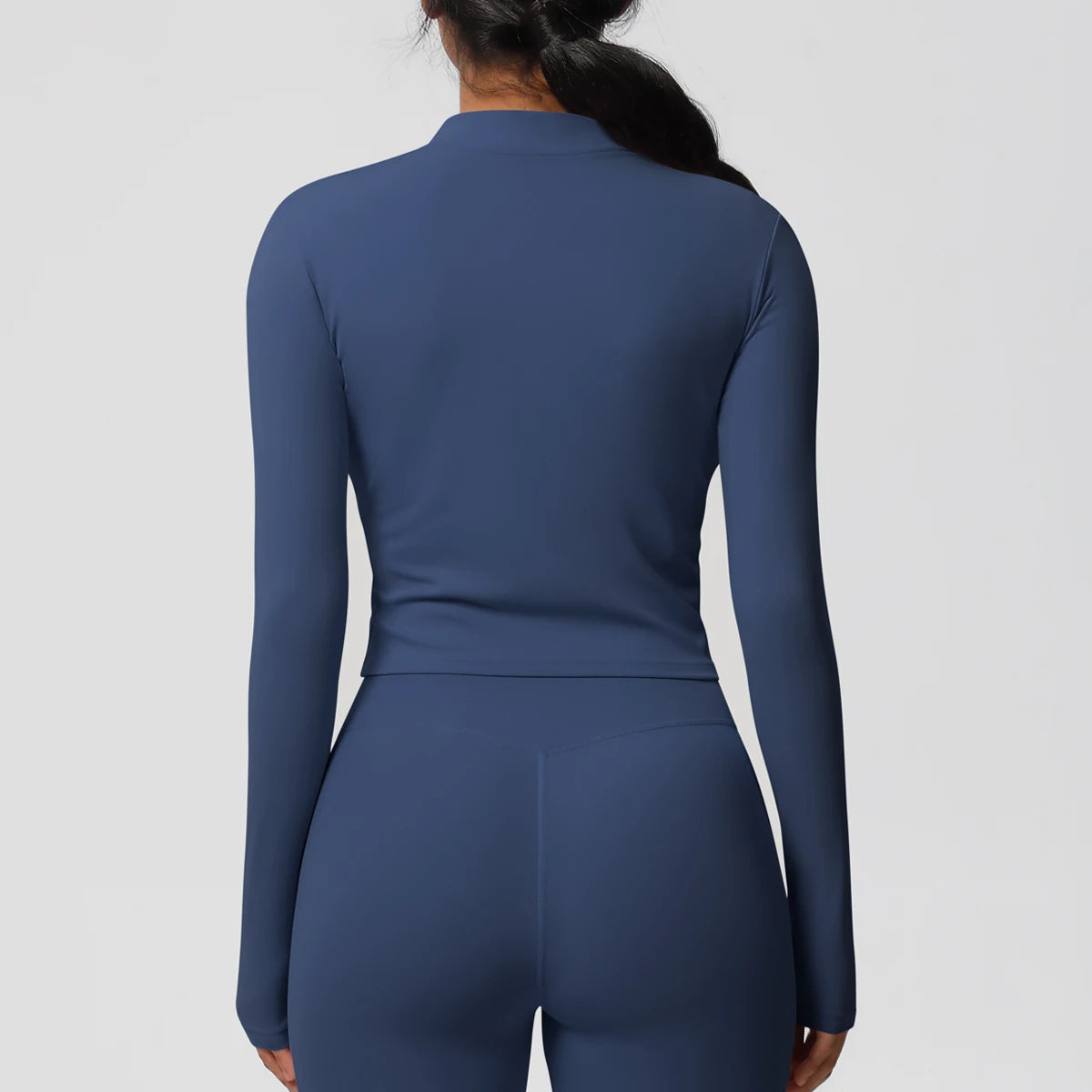 Zipper Jacket Women Crop Top Seamless Yoga Jacket  Solid Sports Top