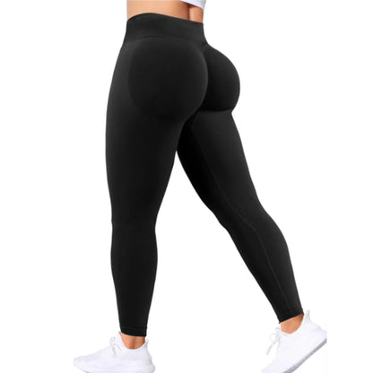 Seamless Women Solid Waist Yoga Pants Three-section Waist Sexy