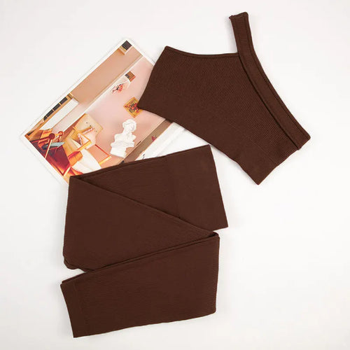 CHRLEISURE Seamless Sports Set Women Fitness Outfit Rib Yoga Suit