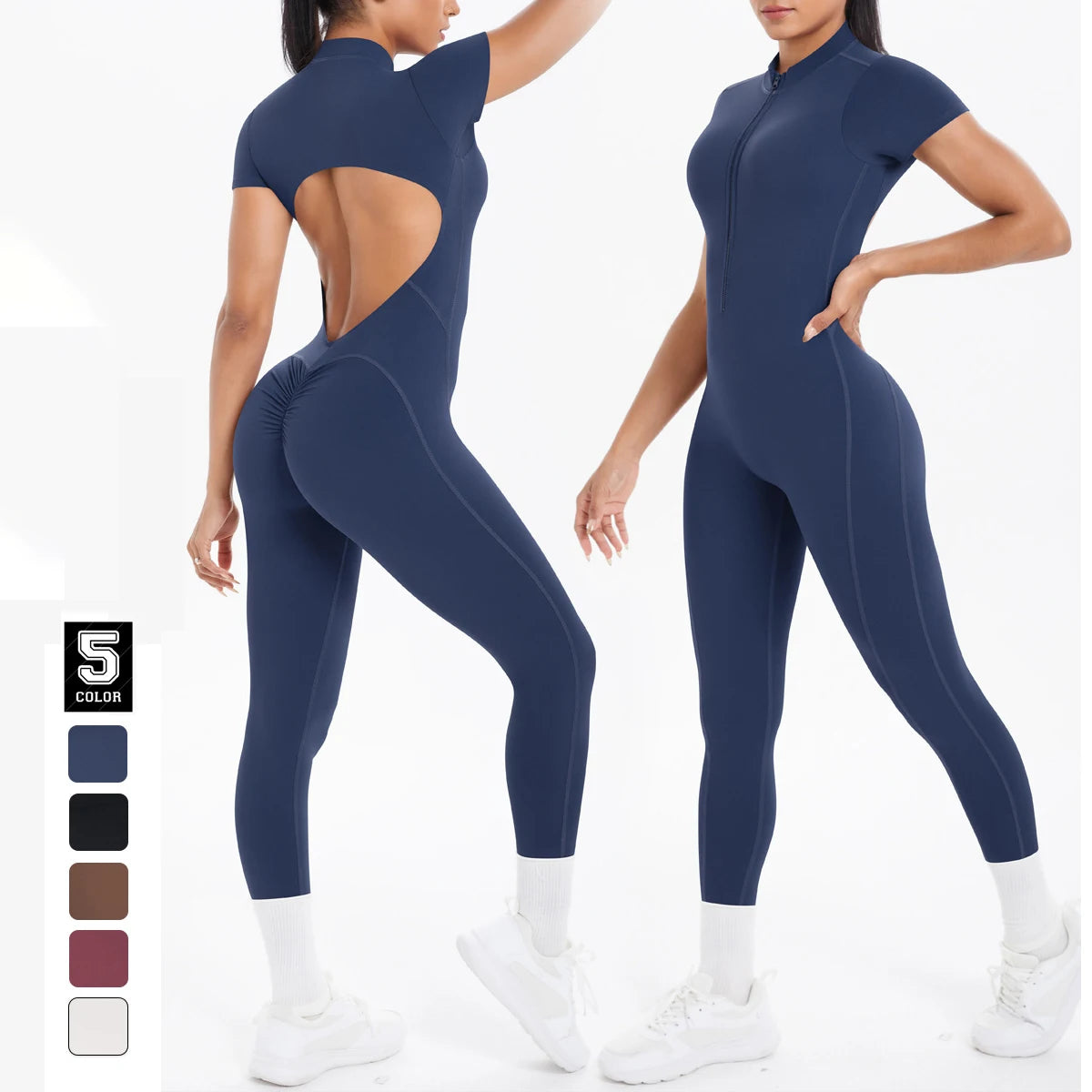 Sexy Backless Bodycon Scrunch Jumpsuit Raises Butt Women Dance Fitness