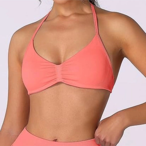 Strappy Bra Top Women High Support Thin Strap Halter Sport Seamless