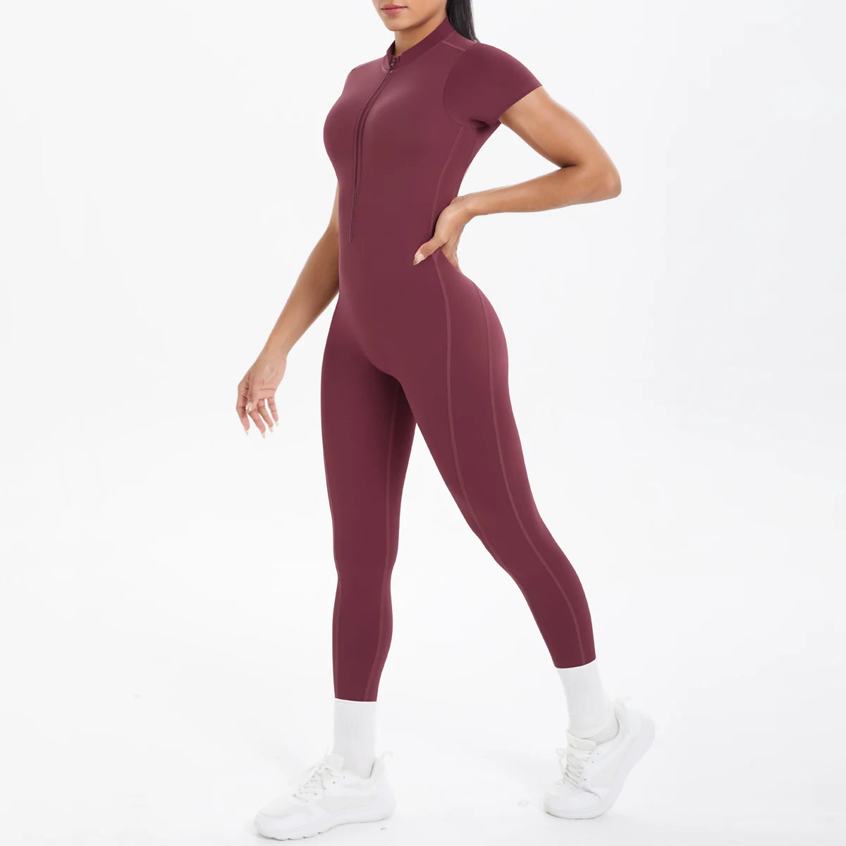 Short Sleeved Fitness Jumpsuit for Woman Bodysuits Backless Solid