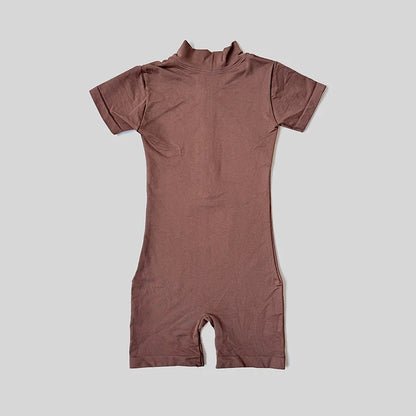 Summer Short Sleeve Zipper Jumpsuit Sports Wear Gym Fitness Sports