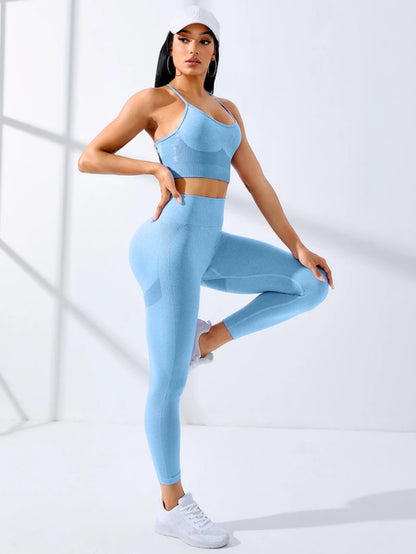 Women Yoga Set 2/Pcs Seamless Workout Outfits Yoga Sportswear