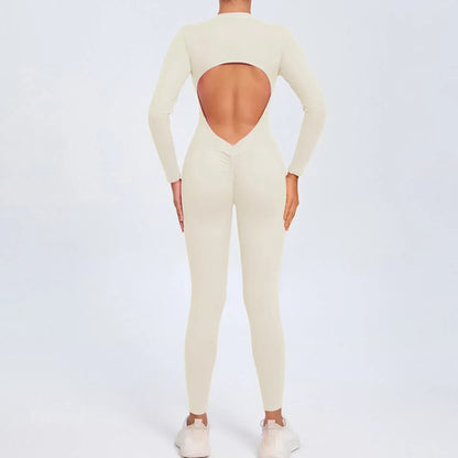 Seamless Yoga Zipper Jumpsuits Sports Fitness Beauty Back Hip-Lifting