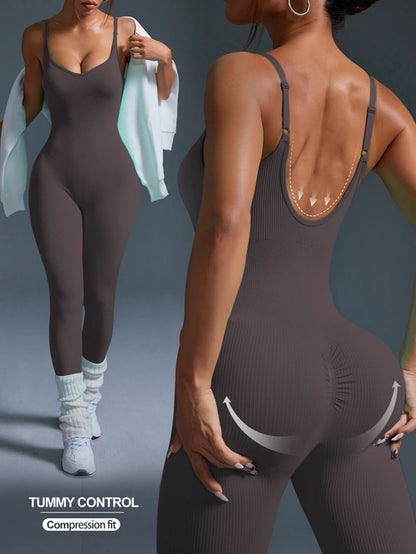 One-piece Seamless Sport Yoga Jumpsuit Sexy Back-u Bodycon Workout