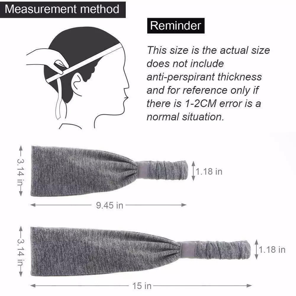 Sports Headbands For Men & Women -5 Pack,  Wicking Sweatbands, Elastic